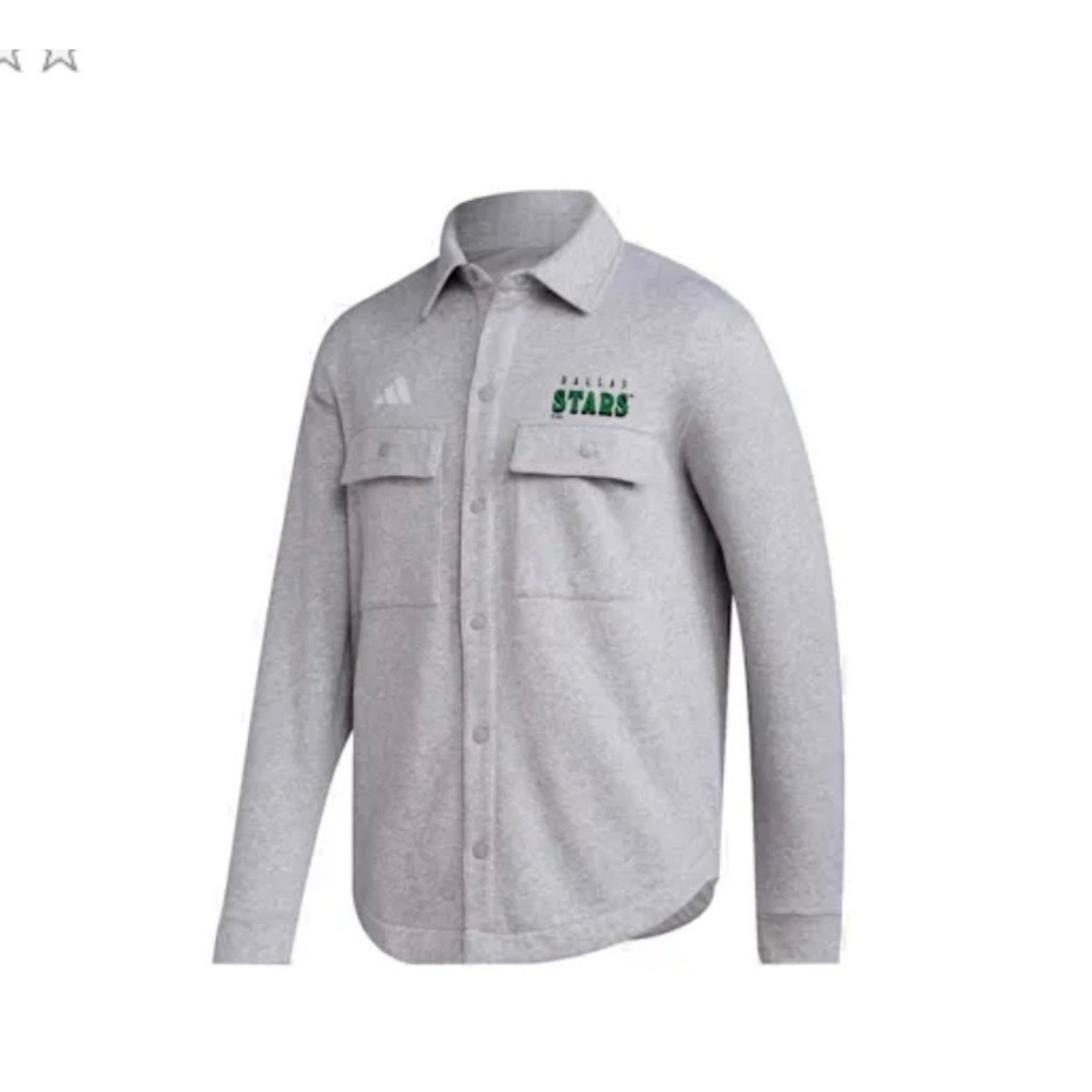 Adidas‎ Dallas Stars NHL Grey Fleece Snap Front Shirt Jacket Mens Medium